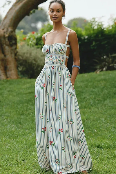 Agua Bendita Ameli Basket Embroidered Maxi Dress Multicolor In Neutral