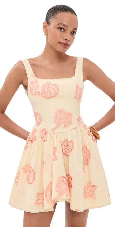 Agua Bendita Amonita Eyelet Mini Dress Multicolor In Neutral