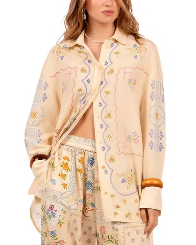 Agua Bendita Anastasia Swim Cover Up Shirt In Neutral