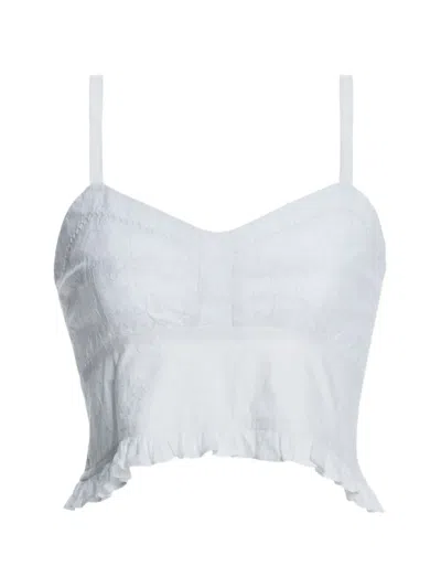 Agua Bendita Angel Ruffle Crop Top In White