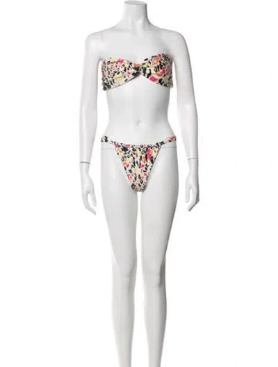 Pre-owned Agua Bendita Animal Print Bikini In White