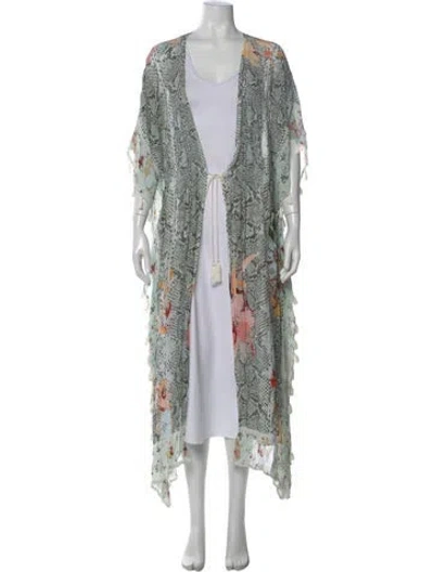 Pre-owned Agua Bendita Animal Print Long Dress In Green