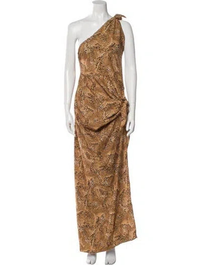 Pre-owned Agua Bendita Animal Print Long Dress In Neutral