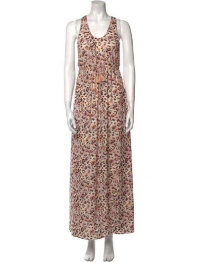 Pre-owned Agua Bendita Animal Print Long Dress In Orange
