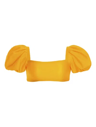 Agua Bendita Arabella Calista Puffed-sleeves Bikini Top In Yellow