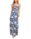 Agua Bendita Arista Open-back Shell-print Maxi Dress In Blue
