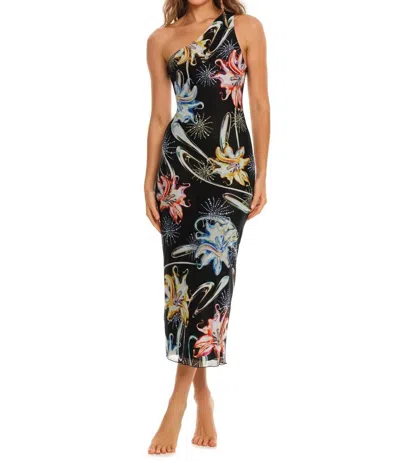 Agua Bendita Balm One-shoulder Midi Dress In Multi
