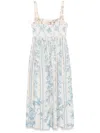 Agua Bendita Barbara Bougainvillea Midi Dress In 蓝色