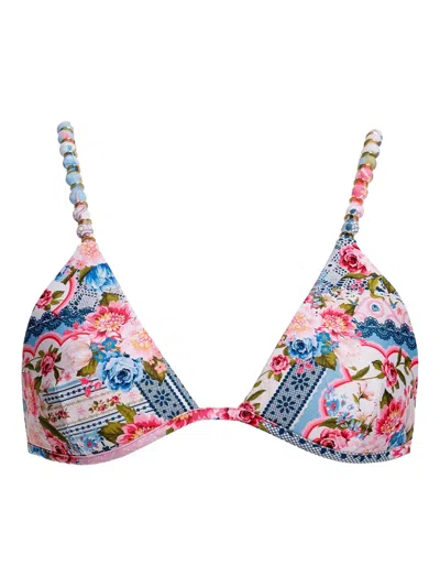 Agua Bendita Belle Floral-print Bikini Top In Multi