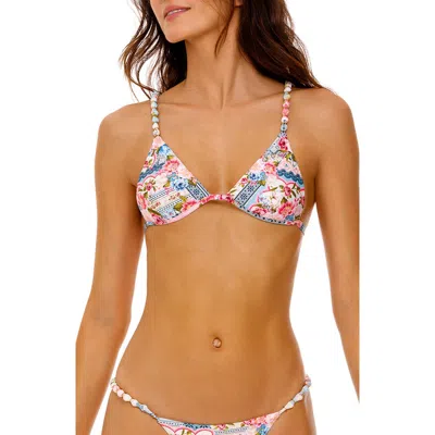Agua Bendita Belle Meraki Bikini Top In Pink Multicolor