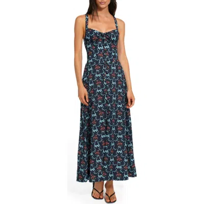 Agua Bendita Carola Cherish Cotton Maxi Sundress In Blue