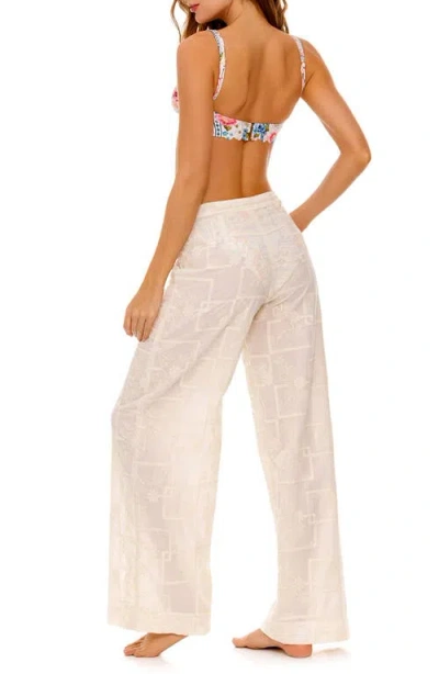 Agua Bendita Caroline Meraki Cotton Cover-up Pants In White Multicolor