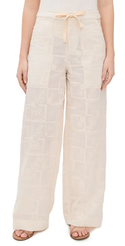 Agua Bendita Caroline Meraki Cotton Cover-up Pants In White Multicolor
