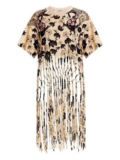 Agua Bendita Celina Floral-print Fringed T-shirt In Multi