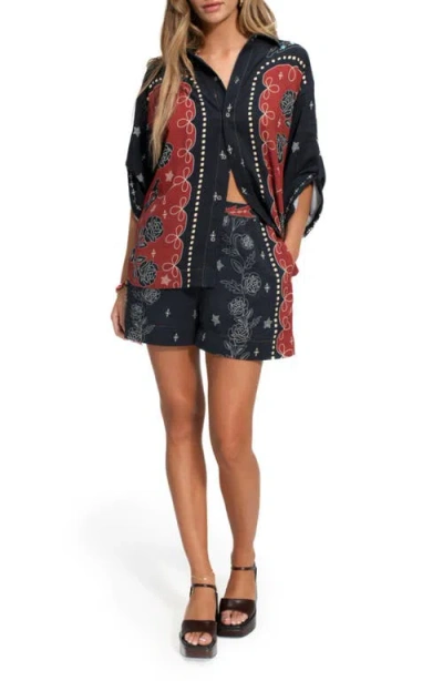 Agua Bendita Chrissy Bowly Cover-up Shirt In Black
