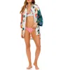 Agua Bendita Chrissy Citrus Long Sleeve Cotton Cover-up Tunic