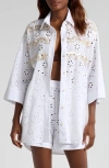 Agua Bendita Chrissy Kai Eyelet Cover-up Button-up Tunic In White