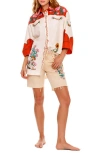 AGUA BENDITA AGUA BENDITA CHRISSY NOPAL EMBROIDERED COVER-UP BUTTON-UP SHIRT