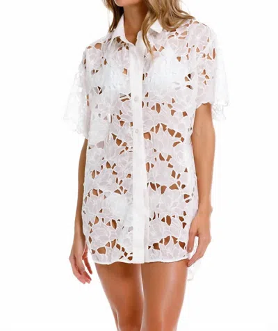 Agua Bendita Chrissy Oversized Button-down Shirt In Beige In White