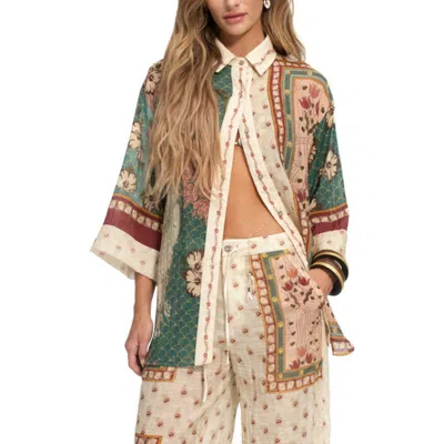 Agua Bendita Chrissy Plume Cover-up Shirt In Multi