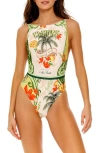 Agua Bendita Domenica One-piece Swimsuit In Green Multi
