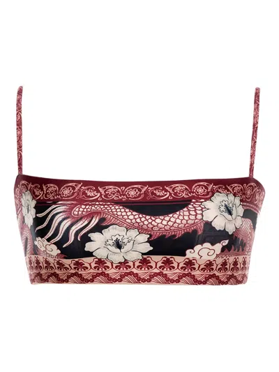 Agua Bendita Dragon-print Lace-up Bikini In Multi