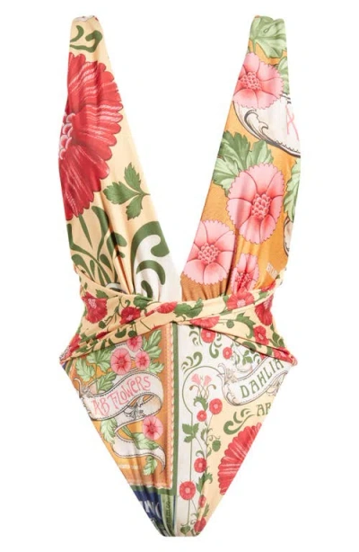Agua Bendita Ellis Twist Front Plunge One-piece Swimsuit In Orange