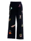 Agua Bendita Embroidered-floral Insect Trousers In Black