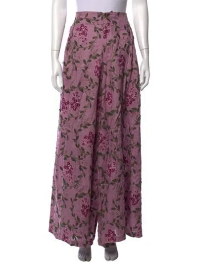 Pre-owned Agua Bendita Faux Shearling Wide Leg Pants In Purple