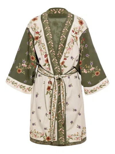 Agua Bendita Floral-print Belted Beach Dress In Multi