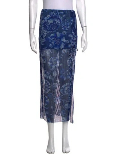 Pre-owned Agua Bendita Floral Print Cover-up In Blue