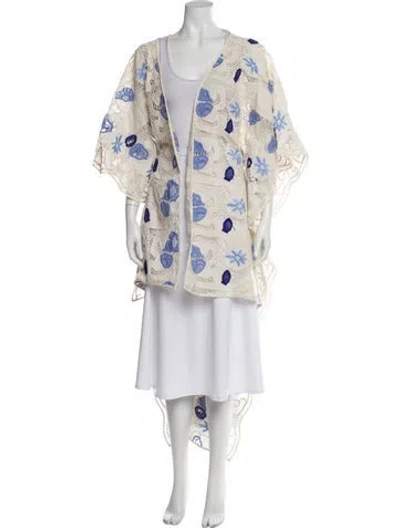 Pre-owned Agua Bendita Floral Print Cover-up In Neutral