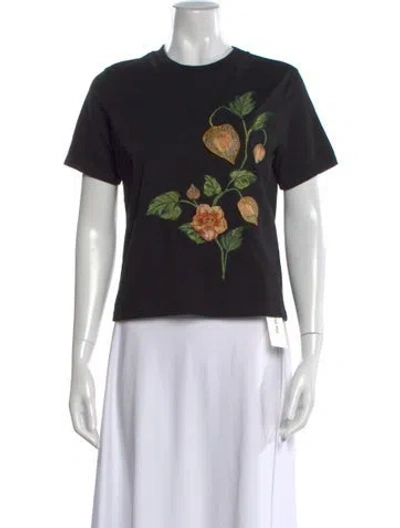 Pre-owned Agua Bendita Floral Print Crew Neck T-shirt In Black