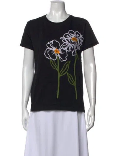 Pre-owned Agua Bendita Floral Print Crew Neck T-shirt In Black