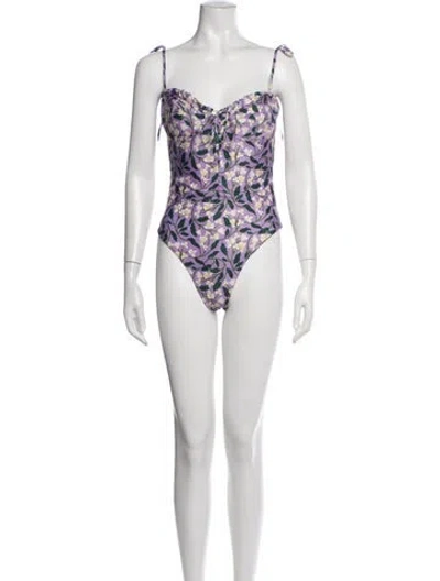Pre-owned Agua Bendita Floral Print Cutout Accent One-piece In Multicolor