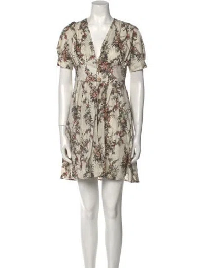 Pre-owned Agua Bendita Floral Print Knee-length Dress In Neutral