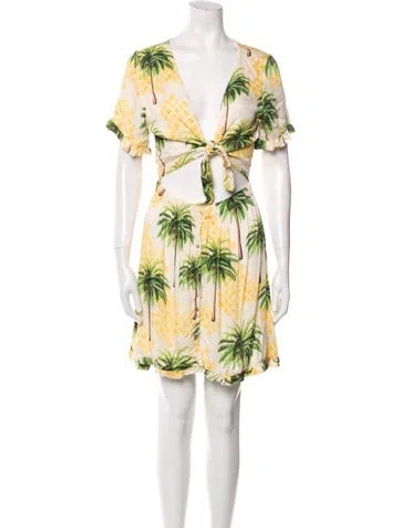 Pre-owned Agua Bendita Floral Print Knee-length Dress W/ Tags In White