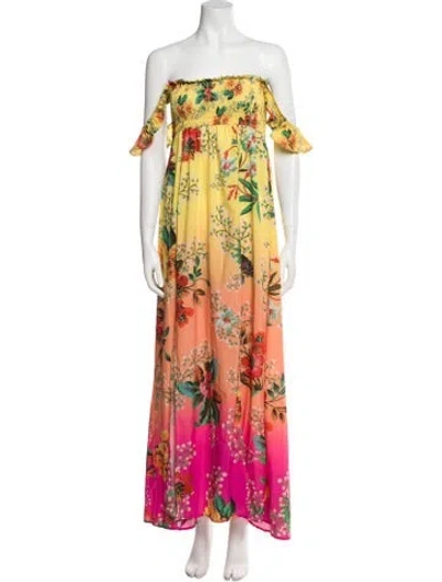 Pre-owned Agua Bendita Floral Print Long Dress In Multi