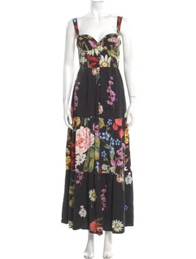 Pre-owned Agua Bendita Floral Print Long Dress In Multicolor