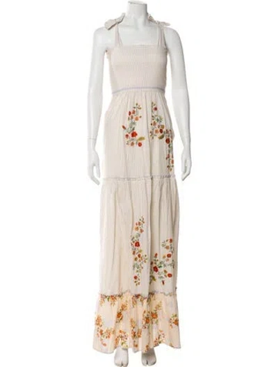 Pre-owned Agua Bendita Floral Print Long Dress In Neutral