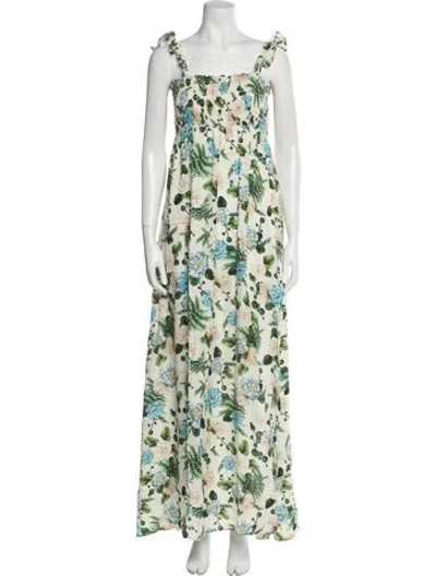 Pre-owned Agua Bendita Floral Print Long Dress In Neutral