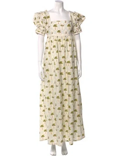 Pre-owned Agua Bendita Floral Print Long Dress In Neutral