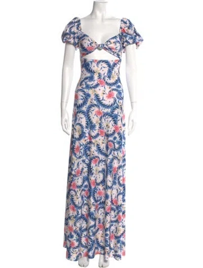 Pre-owned Agua Bendita Floral Print Long Dress In Neutral