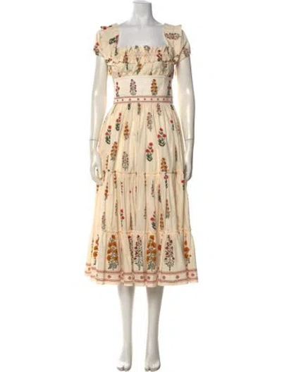 Pre-owned Agua Bendita Floral Print Long Dress In Neutral