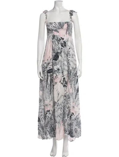 Pre-owned Agua Bendita Floral Print Long Dress In Neutrals