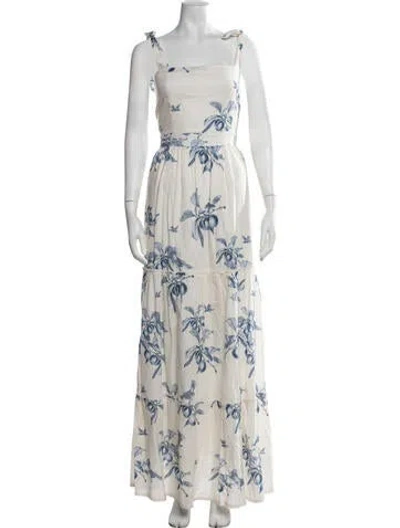 Pre-owned Agua Bendita Floral Print Long Dress In Neutrals