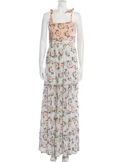 Pre-owned Agua Bendita Floral Print Long Dress In Pink