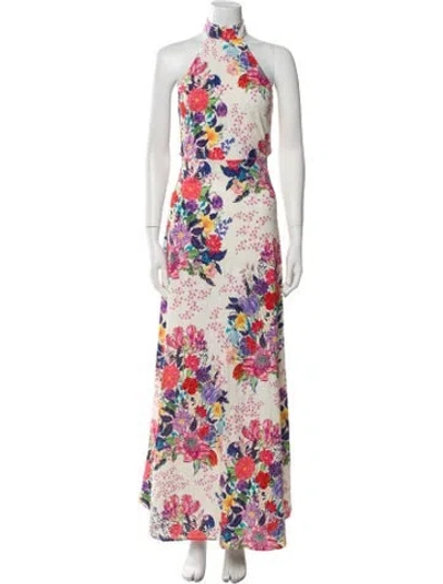 Pre-owned Agua Bendita Floral Print Long Dress W/ Tags In Multi