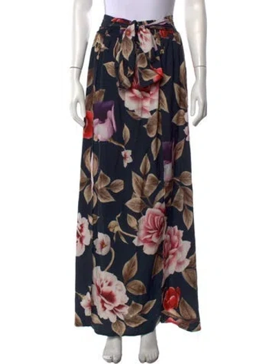 Pre-owned Agua Bendita Floral Print Long Skirt In Blue