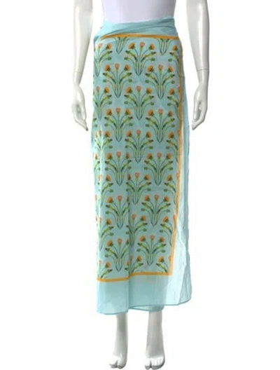 Pre-owned Agua Bendita Floral Print Long Skirt In Blue/green